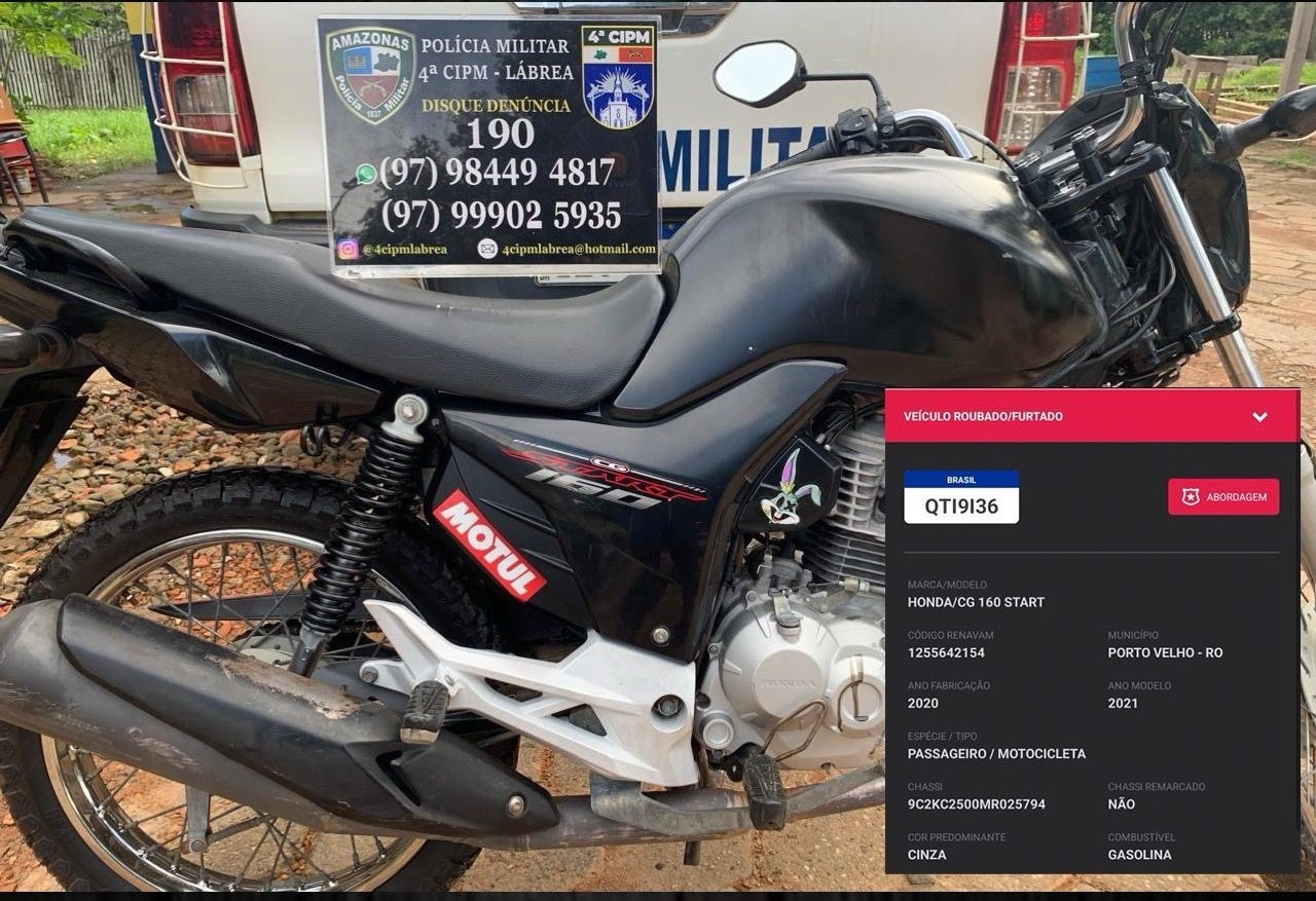 Em Lábrea, Polícia Militar do Amazonas prende três pessoas e apreende três motocicletas com restrição de furto