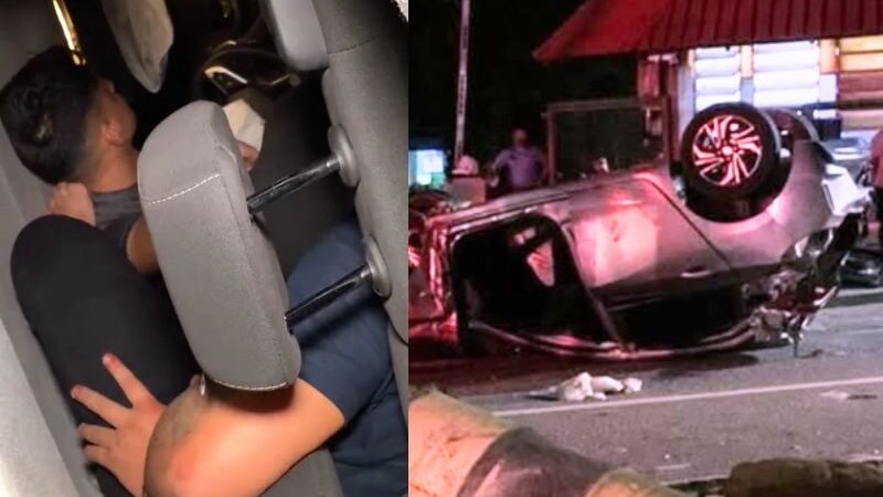 Suspeitos de furto capotam com carro durante fuga e são presos em Manaus