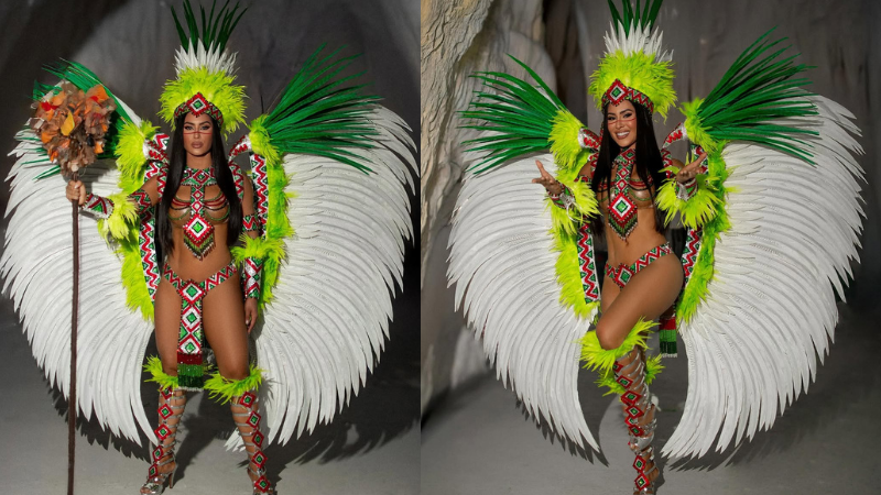 Isabelle brilha na Sapucaí como Jurema, divindade feminina ligada à floresta