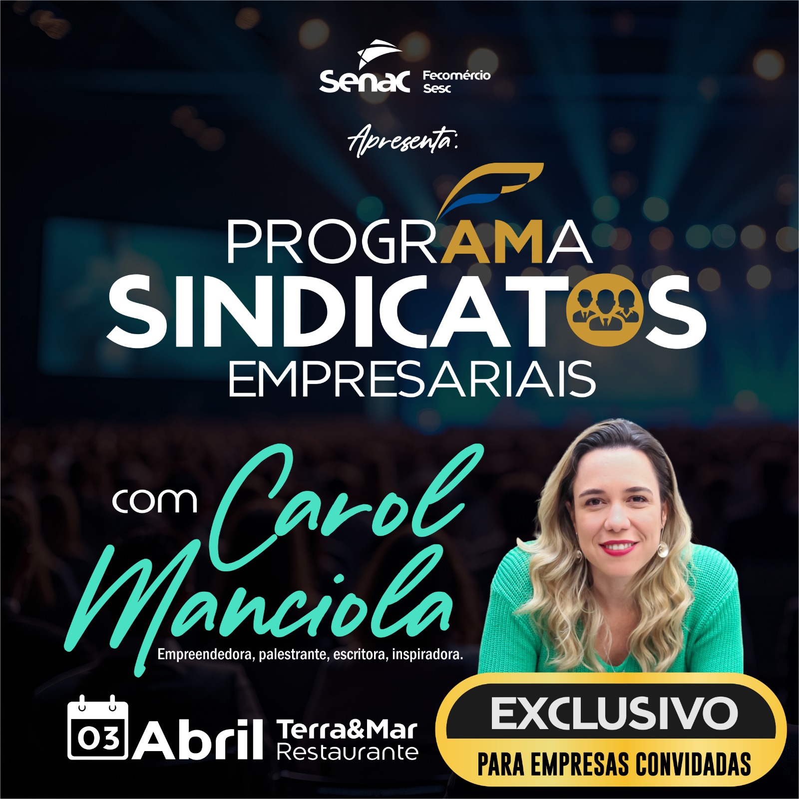 O SENAC Amazonas convida a imprensa, nesta quinta-feira, para a 4ª Edição do Programa Sindicatos Empresariais, às 16h30, no Salão de Eventos do Restaurante Terra e Mar