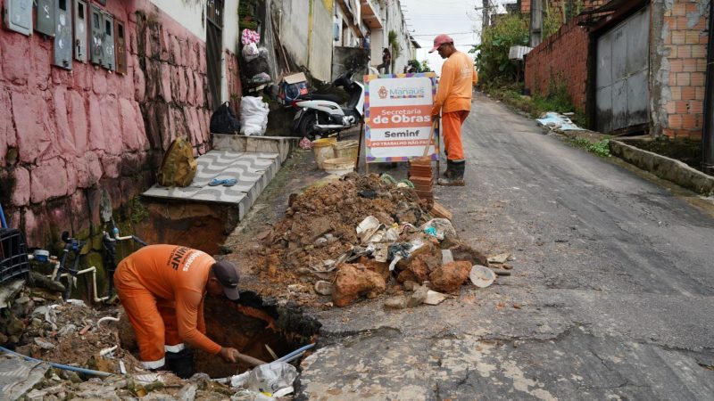 Prefeitura de Manaus recupera rede de drenagem no bairro Redenção  