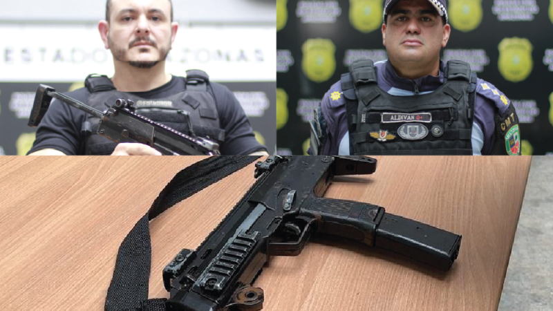 Homem é preso com simulacro de submetralhadora por roubo a ônibus na zona leste de Manaus