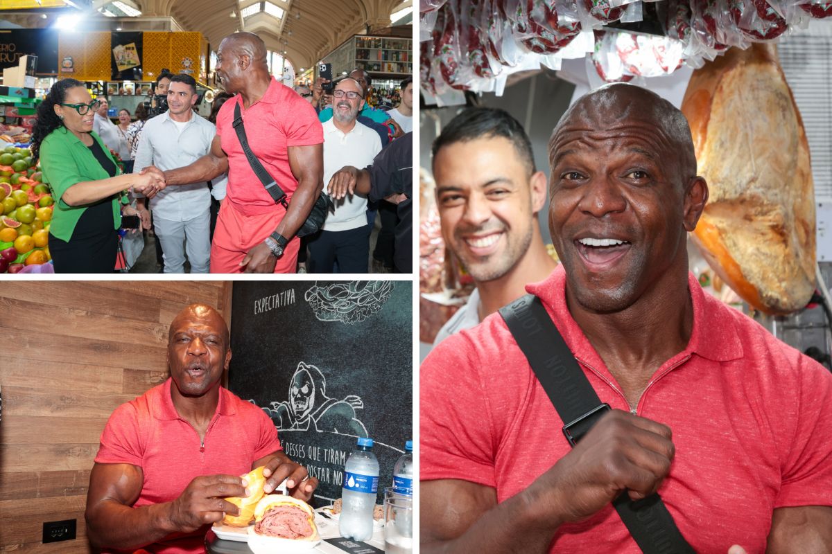 Terry Crews causa alvoroço no Mercado Municipal de São Paulo