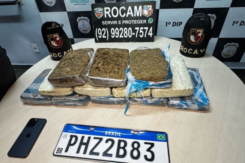 Motorista tenta fugir da polícia em Manaus, é preso e revela local com 10 kg de maconha