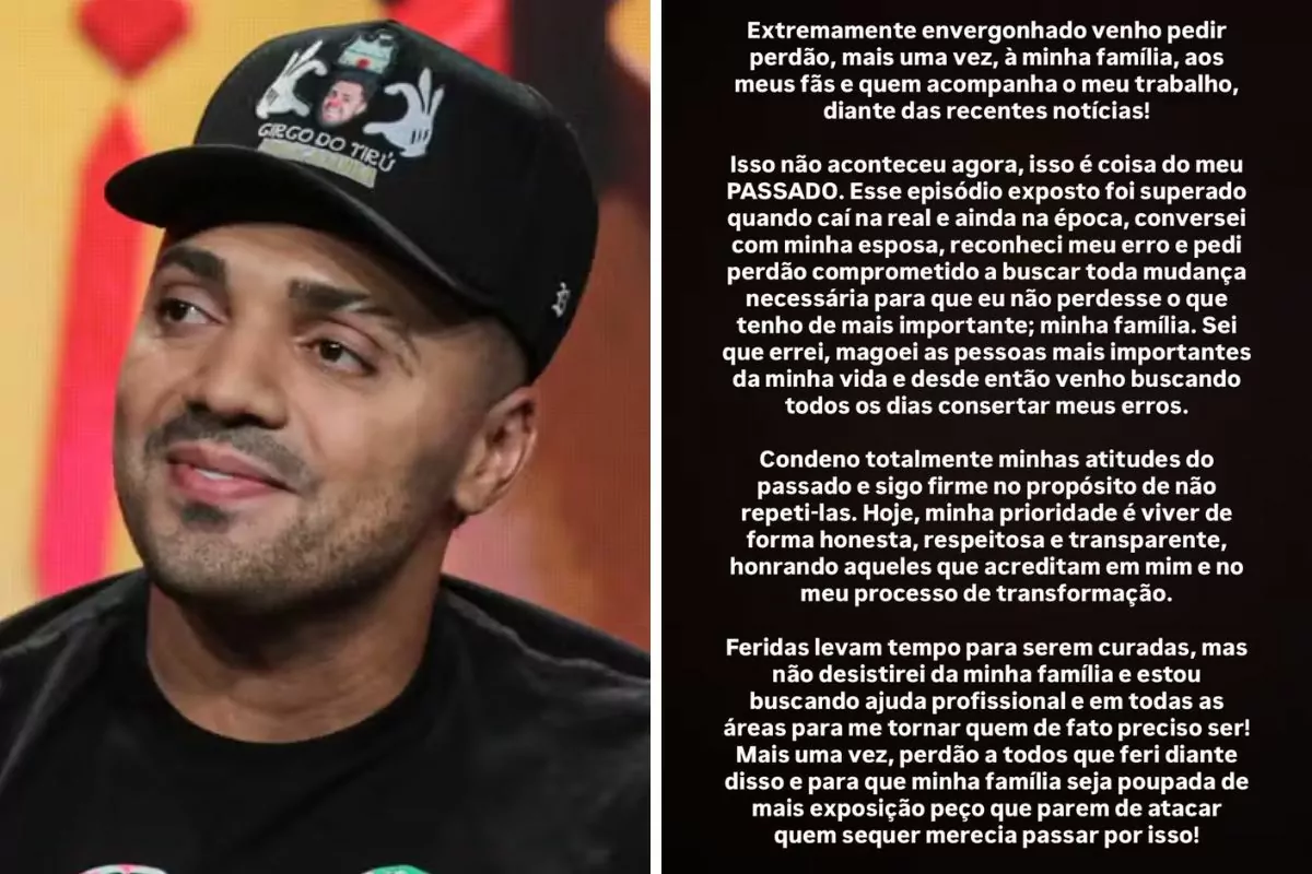Tirullipa comenta traição e pede perdão à família