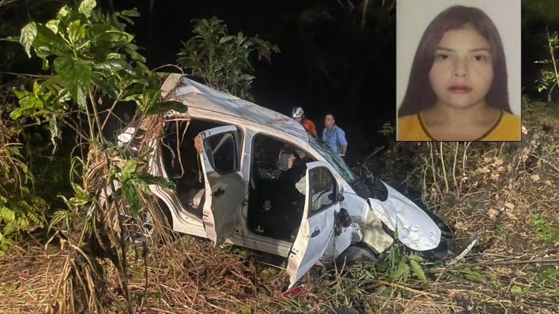 Mulher morre ao capotar carro e cair em barranco na AM-070