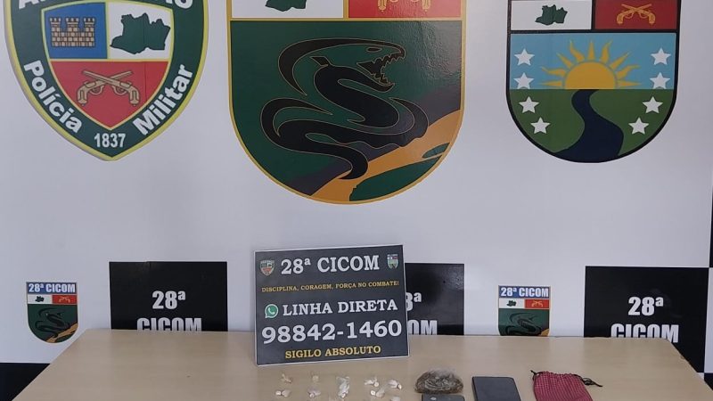 PMAM prende um homem e uma mulher e apreende mais de 30 porções e 200 trouxinhas de entorpecentes