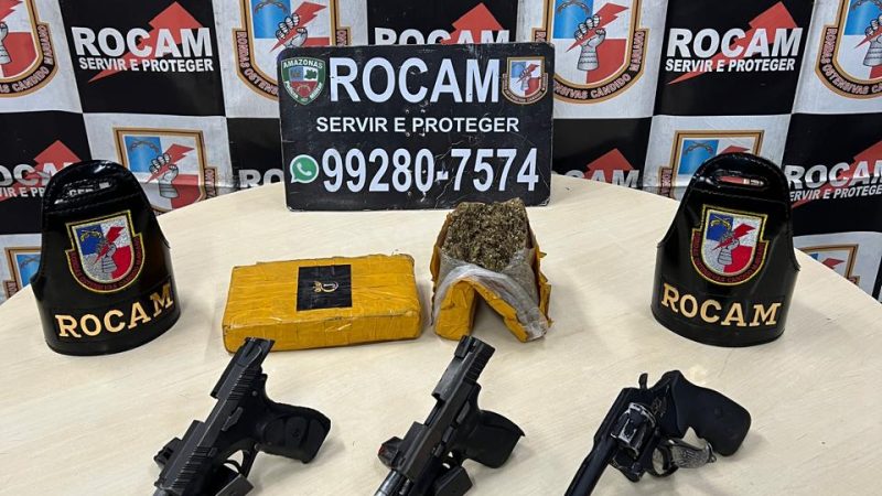 Polícia Militar do Amazonas apreende armas, munições e drogas durante incursão no bairro Tarumã