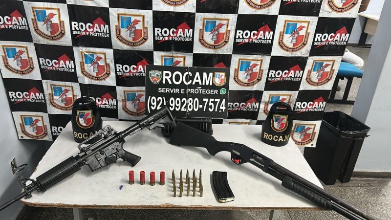 Polícia Militar do Amazonas prende casal com fuzil e espingarda após denúncia na zona norte