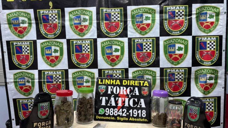 Em ações na capital e no interior, PMAM prende quatro homens e apreende arma de fogo e drogas