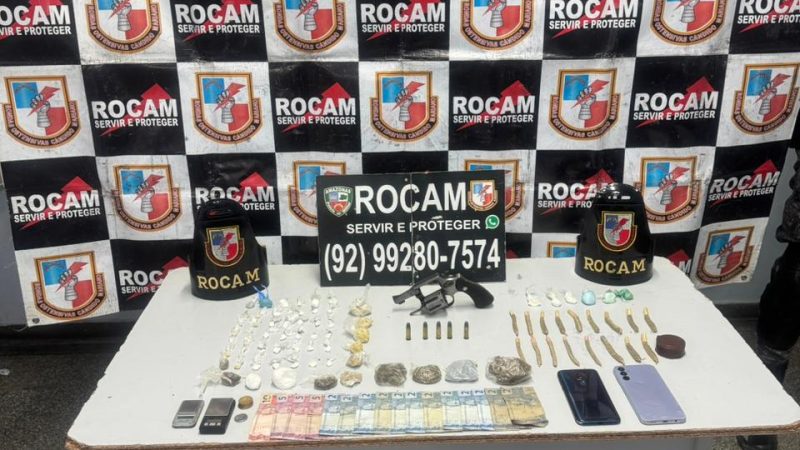 Polícia Militar do Amazonas prende homem com mais de 100 porções de drogas e arma de fogo na zona norte