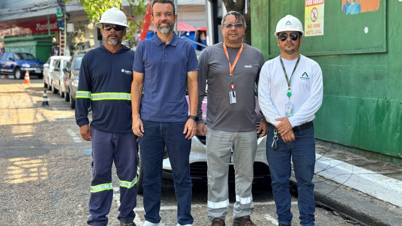 Prefeitura de Manaus chega à marca de 7,5 toneladas de cabos removidos de postes no centro histórico