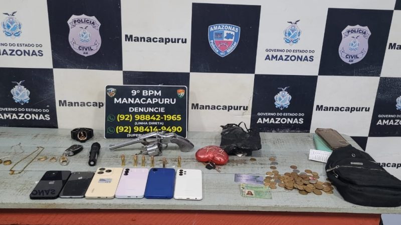 Em Manacapuru, Polícia Militar do Amazonas prende trio suspeito de envolvimento em roubo e recupera seis celulares