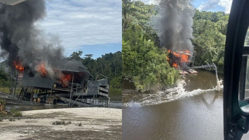 PF destrói dez dragas em operação contra o garimpo ilegal no Amazonas