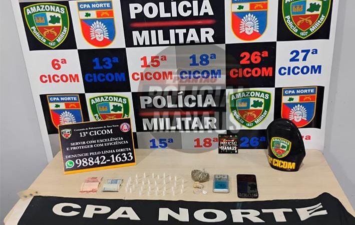 PMAM apreende adolescente de 16 anos que estava em posse de 32 pinos de cocaína