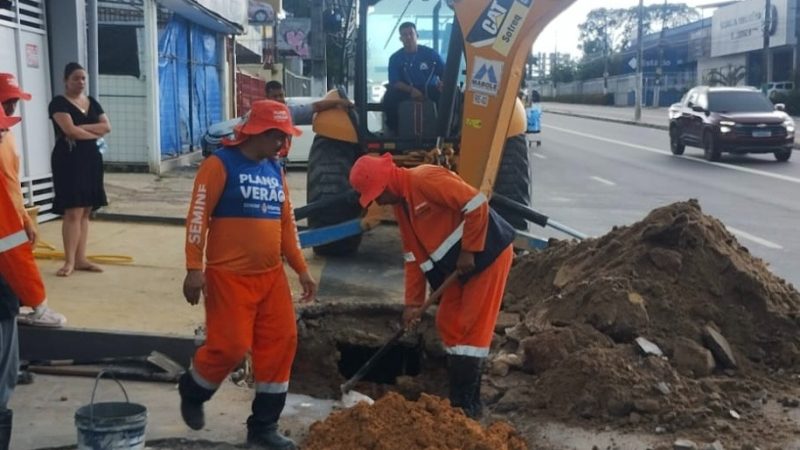 Prefeitura de Manaus realiza obra emergencial na drenagem profunda da avenida Constantino Nery