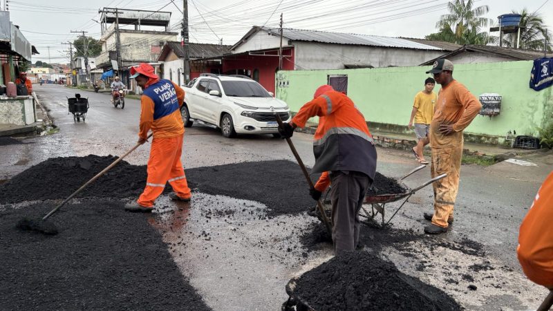 Prefeitura de Manaus realiza ação intensiva de recuperação asfáltica no bairro Tancredo Neves