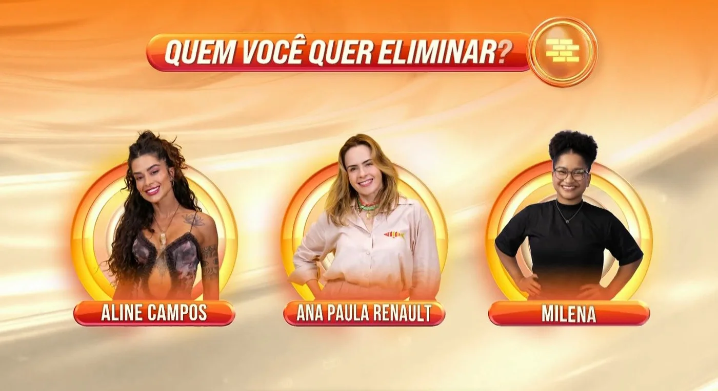 Primeiro paredão do BBB 26 é formado com Aline, Ana Paula e Milena na disputa
