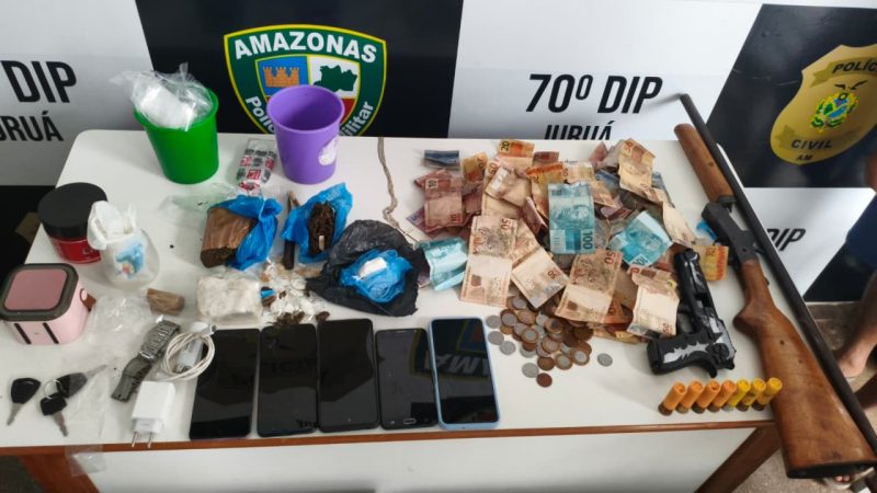 Polícia Militar do Amazonas prende dois homens por tráfico de drogas no município de Juruá