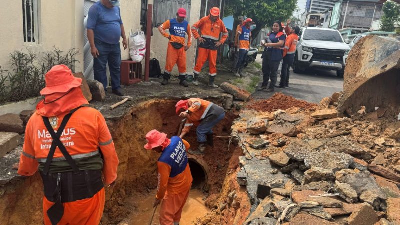 Prefeitura de Manaus realiza obra emergencial no bairro São Francisco após chuvas intensas