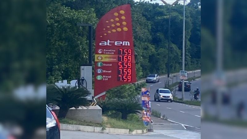 Gasolina sobe novamente em Manaus e chega a R$ 7,59 após segundo aumento no mês
