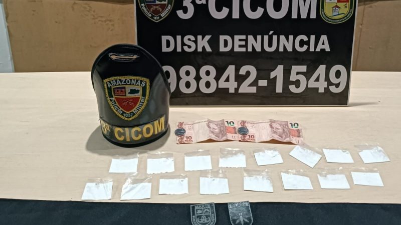 Polícia Militar do Amazonas prende homem em posse de 16 porções de cocaína