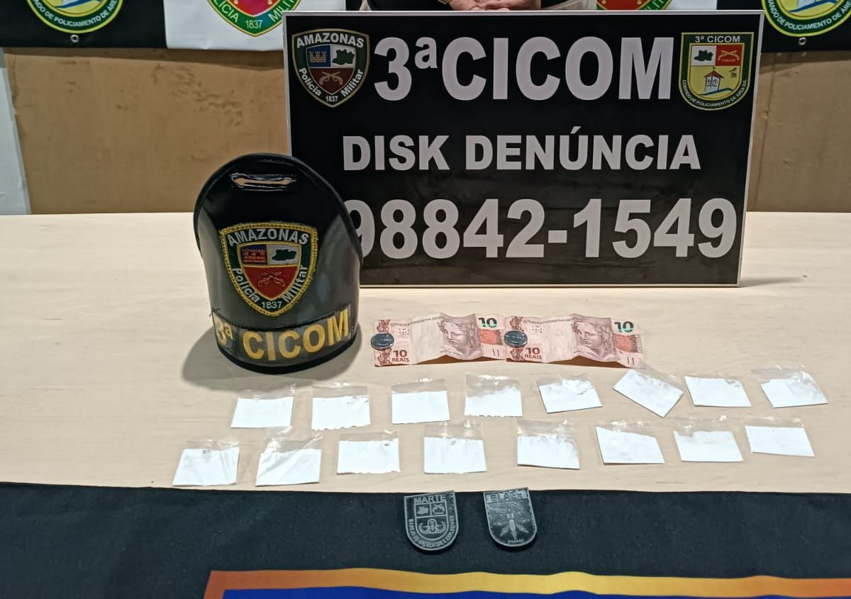 Polícia Militar do Amazonas prende homem em posse de 16 porções de cocaína