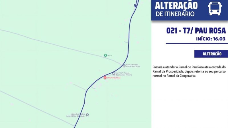 Prefeitura de Manaus estende linha 021 até o quilômetro 16 do ramal do Pau-Rosa para atender a comunidade escolar