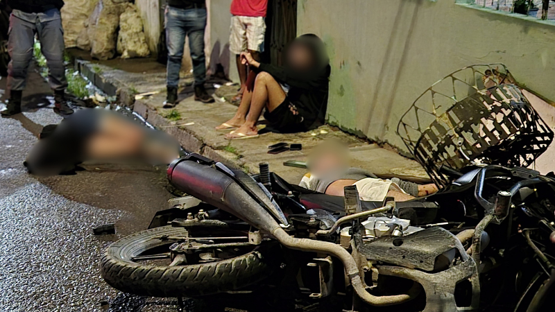 Acidente com motocicleta deixa três feridos no bairro Tarumã em Manaus