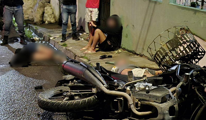 Acidente com motocicleta deixa três feridos no bairro Tarumã em Manaus