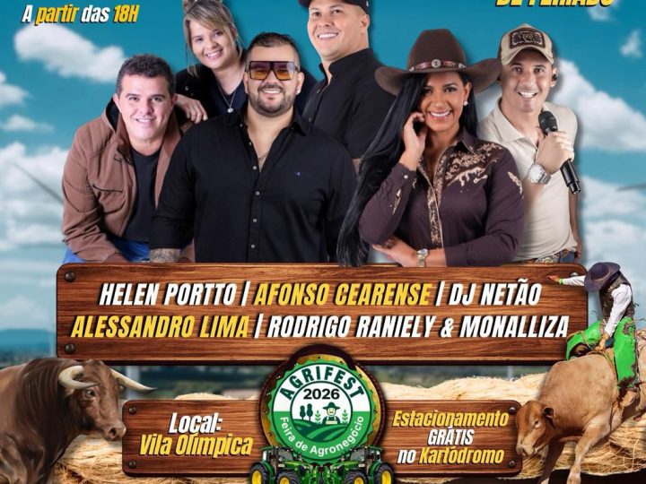Agrifest 2026 começa nesta quinta na Vila Olímpica com rodeio, gastronomia e gravação de audiovisual de Hellen Porto