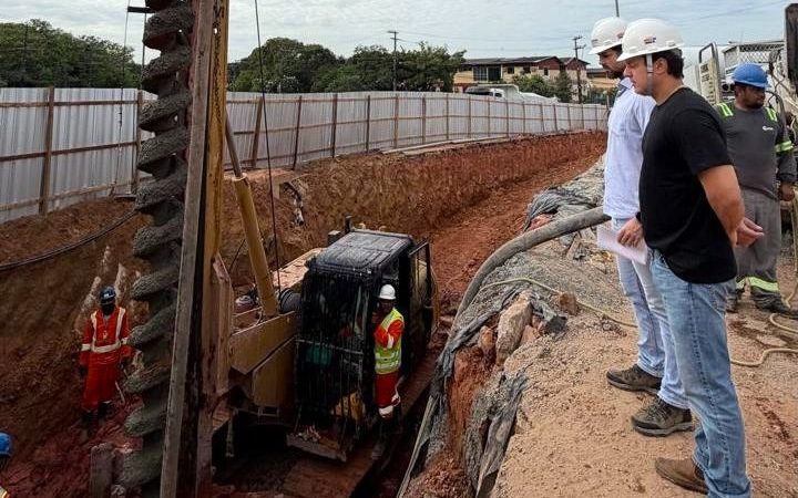 Prefeitura de Manaus avança na construção do complexo viário ‘Passarão’ com concretagem de 118 estacas profundas