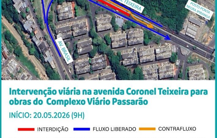 Prefeitura de Manaus inicia intervenção viária na avenida Coronel Teixeira para obras do complexo viário ‘Passarão’