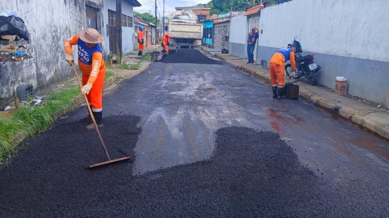 Prefeitura de Manaus intensifica recuperação asfáltica no bairro Jorge Teixeira e amplia melhorias na zona Leste