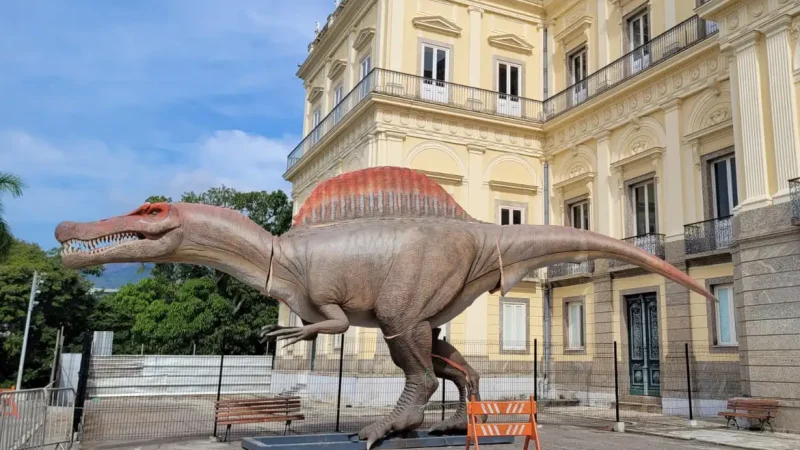 Museu Nacional ganha réplica de dinossauro brasileiro com 15 metros
