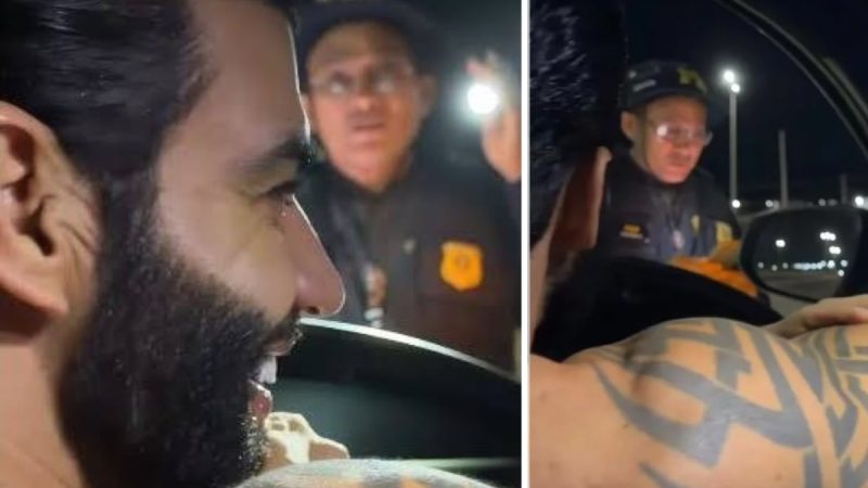 Gusttavo Lima passa por por blitz da PRF e reação de policial viraliza