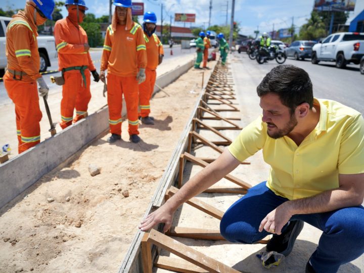 Prefeito Renato Junior vistoria obras em canteiros centrais na zona Norte com reestruturação para devolver a autoestima de Manaus