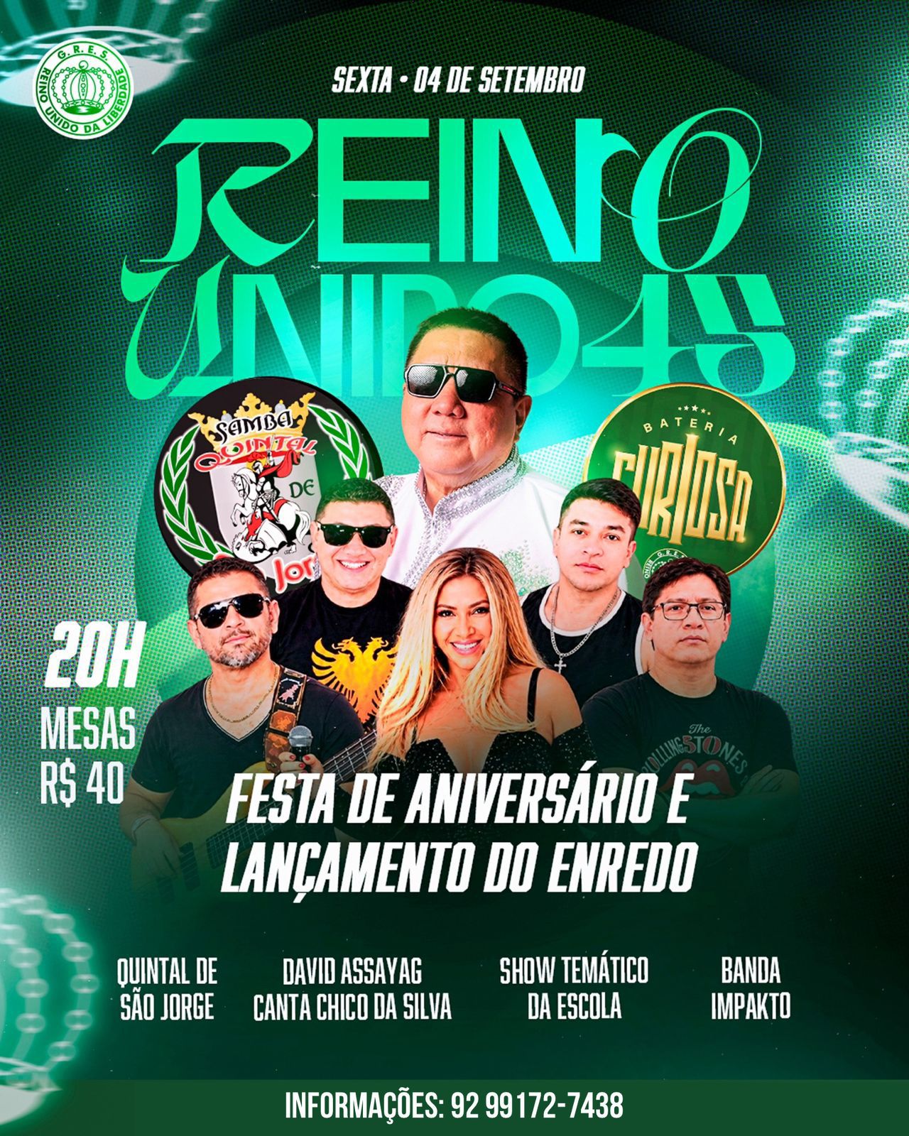 G.R.E.S. Reino Unido da Liberdade celebra aniversário com lançamento do enredo nesta sexta-feira, (4), em Manaus