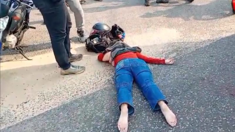 Motociclista perde partes do cabelo após colisão com carreta no bairro Coroado
