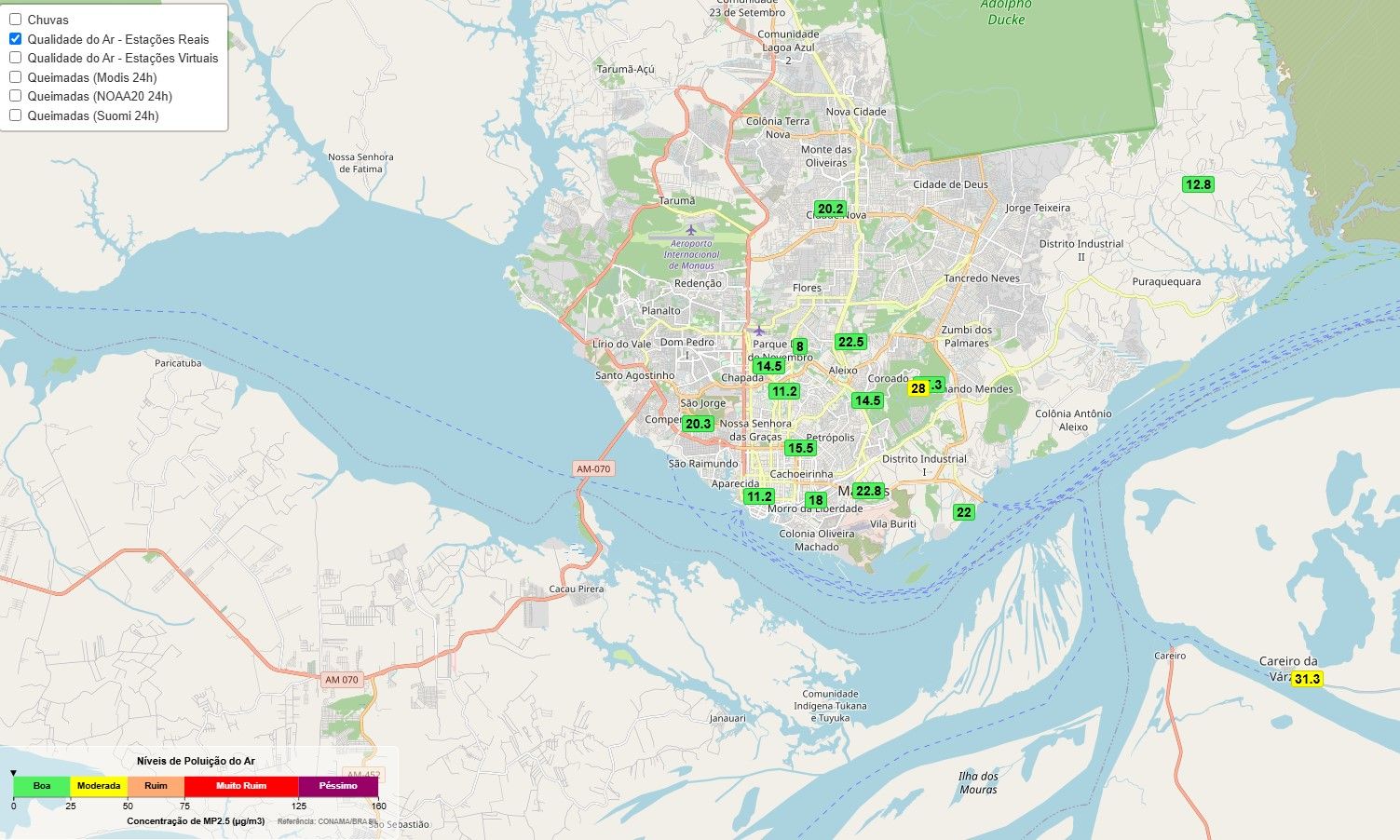 Chuva e redução de queimadas melhoram qualidade do ar em Manaus