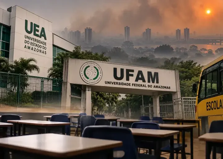 Fumaça das queimadas suspende aulas na UEA, Ufam e escolas de Manaus