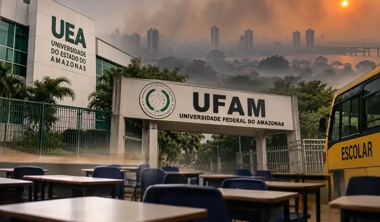 Fumaça das queimadas suspende aulas na UEA, Ufam e escolas de Manaus