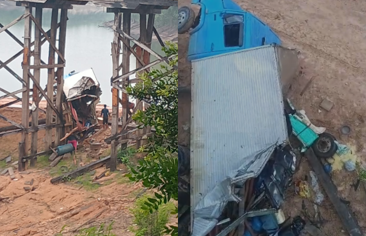 Queda de caminhão de ponte na AM-174 deixa um morto e quatro feridos no Amazonas